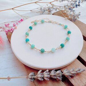 14k Gold-Filled Mini Amazonite Beads Bracelet | Handmade in British Columbia